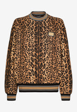 Dolce 
Gabbana Logo Plaque Leopard Print Sweatshirt Brown G9AHST II7B4 HXNBM