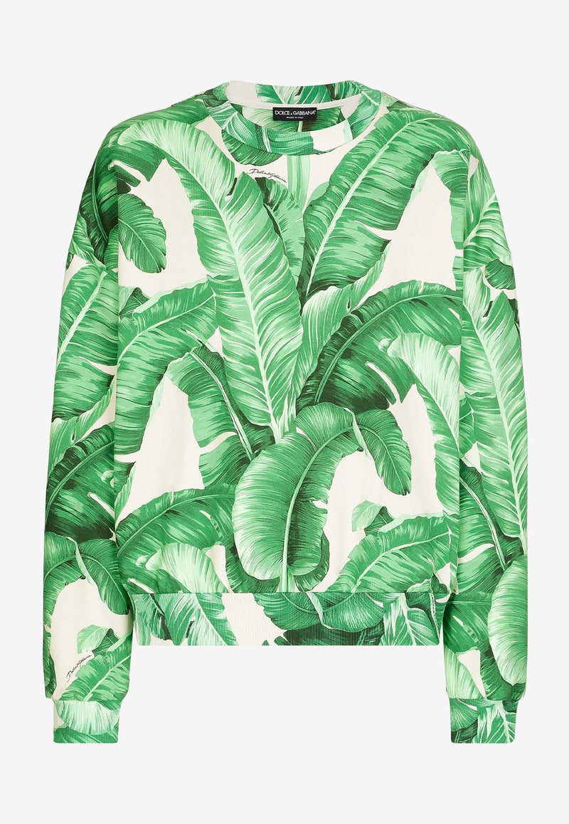 Dolce 
Gabbana Banana Tree Print Crewneck Sweatshirt Green G9AQVT HI7X6 H2005