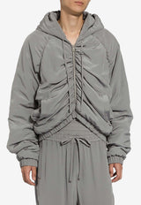 Dolce 
Gabbana Gathered Silk Hooded Jacket Gray G9AVQT FU1UQ V0545