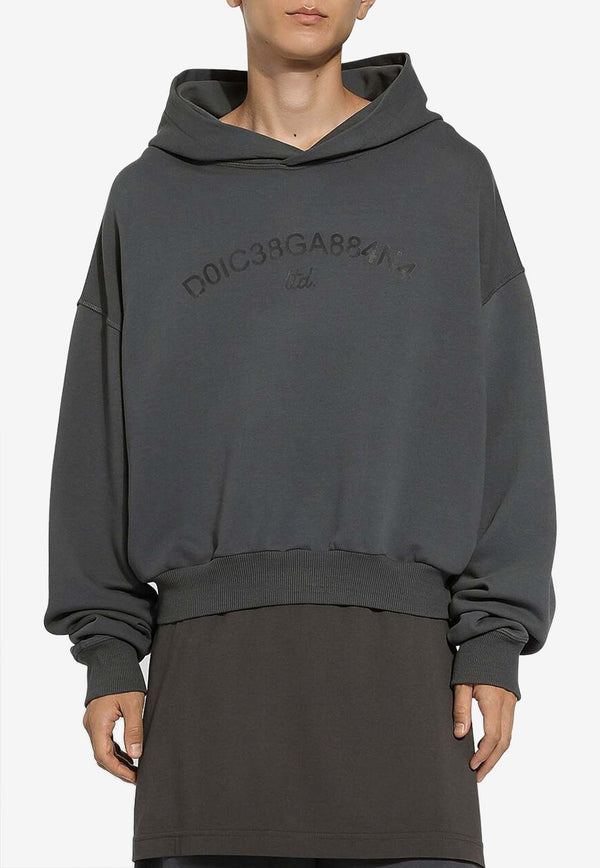 Dolce 
Gabbana Logo Print Cropped Hooded Sweatshirt Gray G9AYQT G7M8E N9299