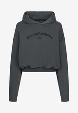 Dolce 
Gabbana Logo Print Cropped Hooded Sweatshirt Gray G9AYQT G7M8E N9299