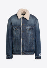 Dolce 
Gabbana Shearling-Trimmed Denim Jacket Blue G9BEJDG8LM8/P_DOLCE-S9001