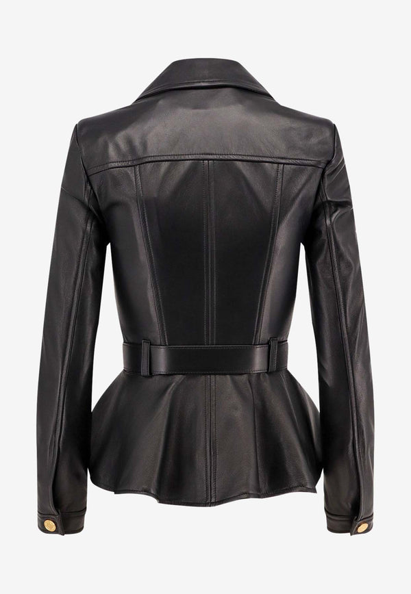 Elisabetta Franchi Corset Style Zip-Up Leather Jacket Black GD46Z51E2_110