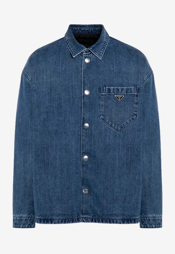 Prada Triangle Logo Denim Shirt Denim GEC07115N1/P_PRADA-F0V3N