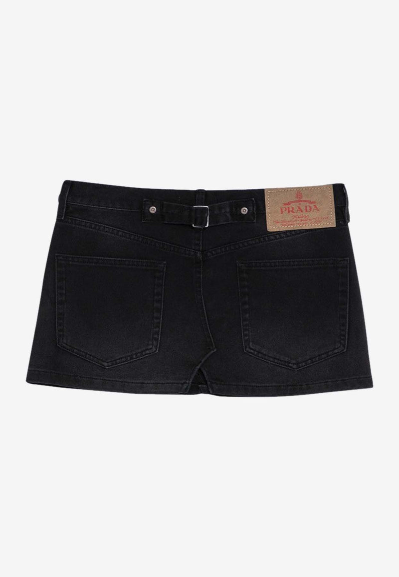 Prada Logo Patch Mini Denim Skirt Black GFD179OOO148J/P_PRADA-F0557