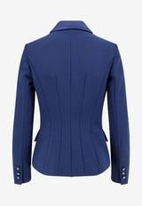 Elisabetta Franchi Double-Breasted Satin-Trimmed Blazer Blue GI14251E2_DC8