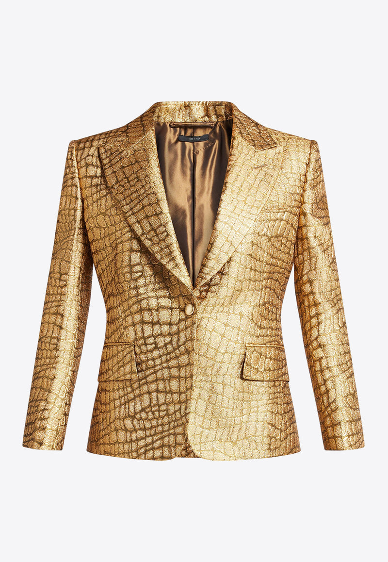 Tom Ford Croc Jacquard Single-Breasted Blazer GI2974-FAX1152 BY001