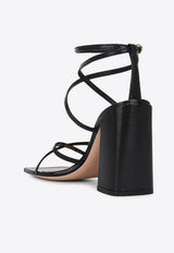 Gianvito Rossi 105 Cross-Over Leather Sandals G32335 95RIC NUINERO NUIT BLACK