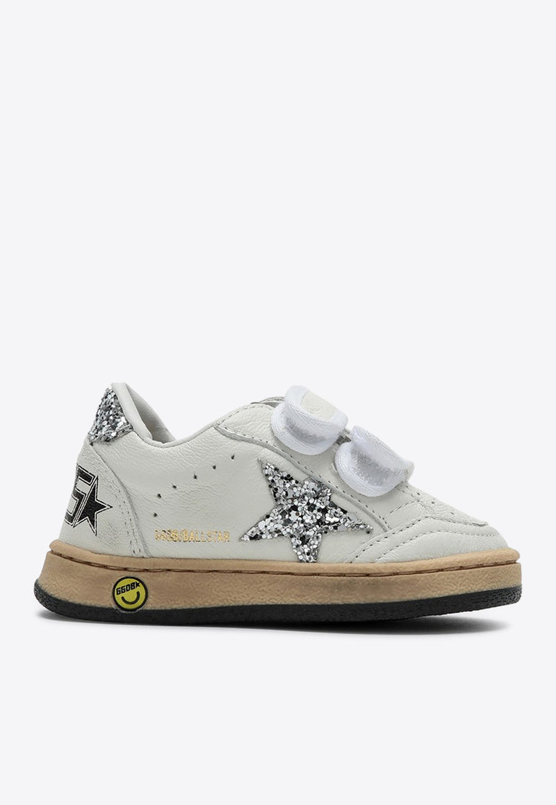 Golden Goose DB Kids Girls Ball Star Sneakers with Glittered Star Patch White GJF00501F004826/P_GOLDE-80185