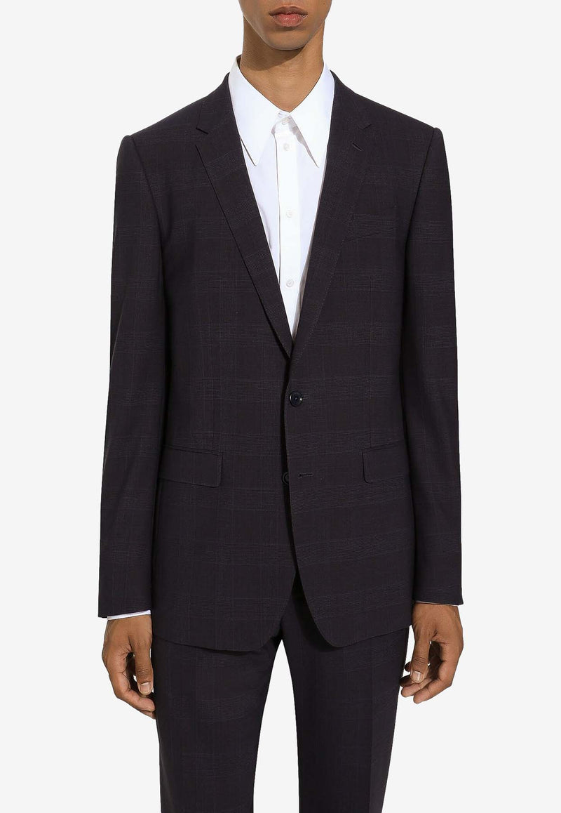 Dolce 
Gabbana Single-Breasted Glen Plaid Suit Blue GK0EMT FQ2NJ S8101