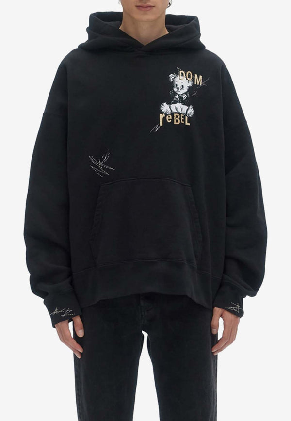 Dom Rebel Gloomy Printed Hooded Sweatshirt Black GLOOMYHOODIEBLACK