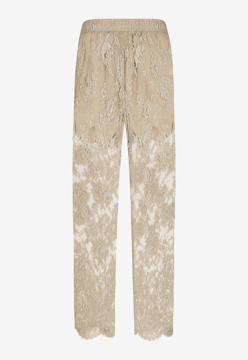 Dolce 
Gabbana Semi-Sheer Floral Lace Pants Beige GP05QT HLM9Y S8450