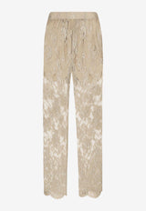 Dolce 
Gabbana Semi-Sheer Floral Lace Pants Beige GP05QT HLM9Y S8450