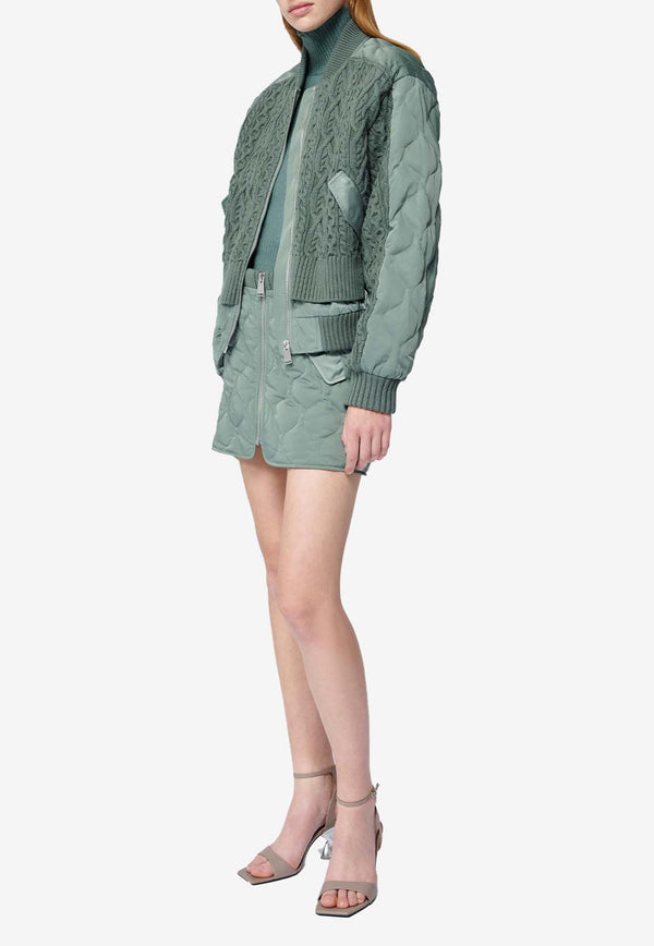 Simkhai Rollins Knitted Zip-Up Bomber Jacket Green