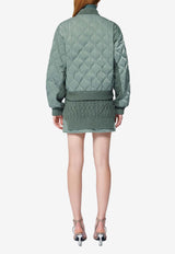 Simkhai Rollins Knitted Zip-Up Bomber Jacket Green