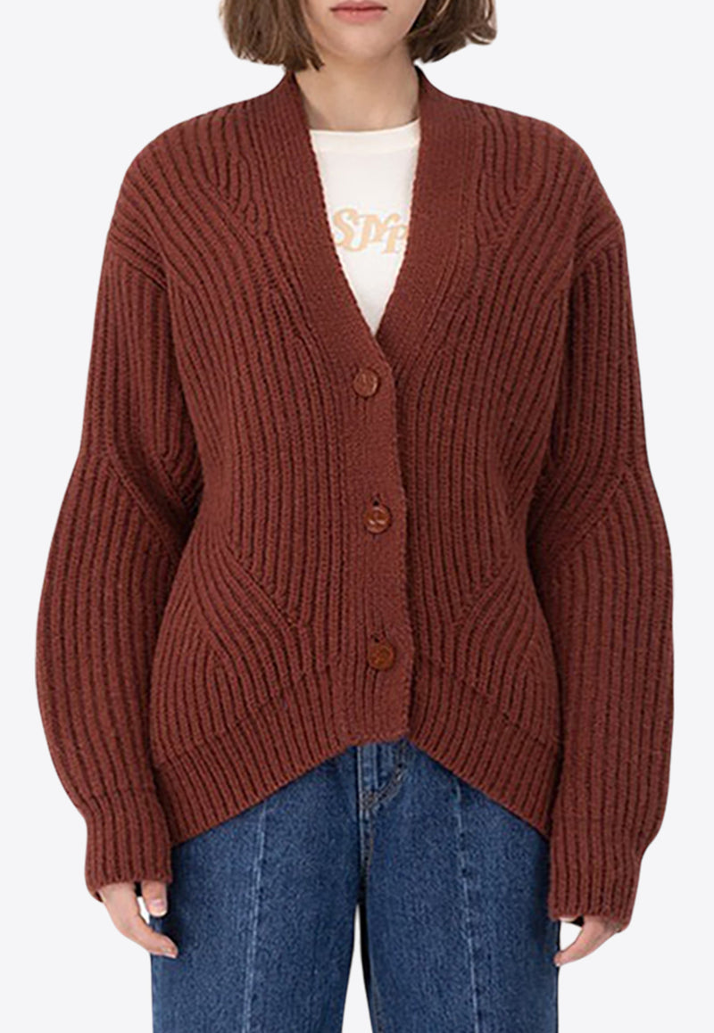 SJYP Oversized Wool-Blend Cardigan GRKW_BOC_BROWN