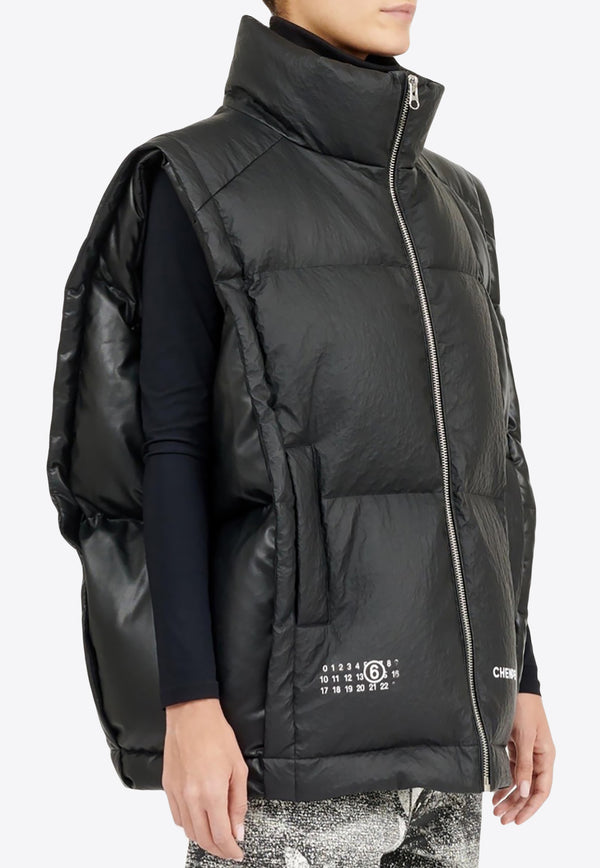 MM6 Maison Margiela Logo Oversized Puffer Vest GRKW_MBOPV_MAISON