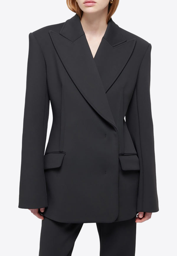 Jonathan Simkhai Mariposa Double-Breasted Blazer GRKW_MSB_BLACK