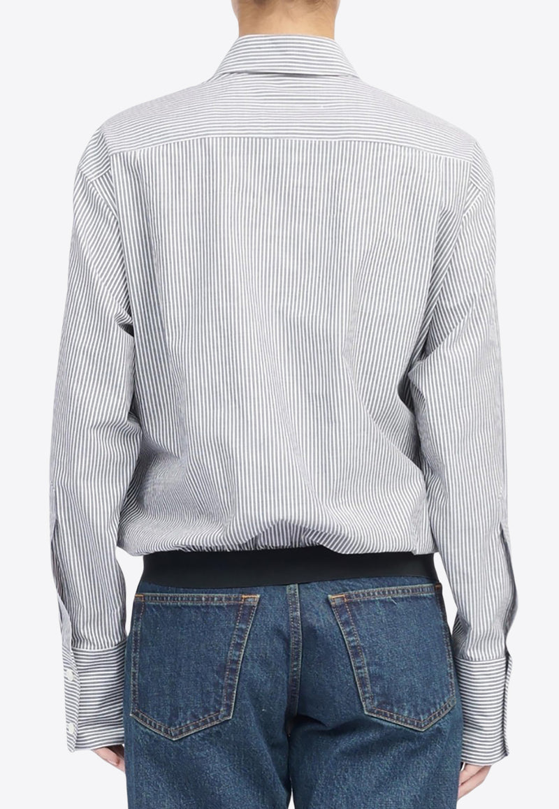 MM6 Maison Margiela Gathered Hem Striped Shirt GRKW_MSGHS_MAISON