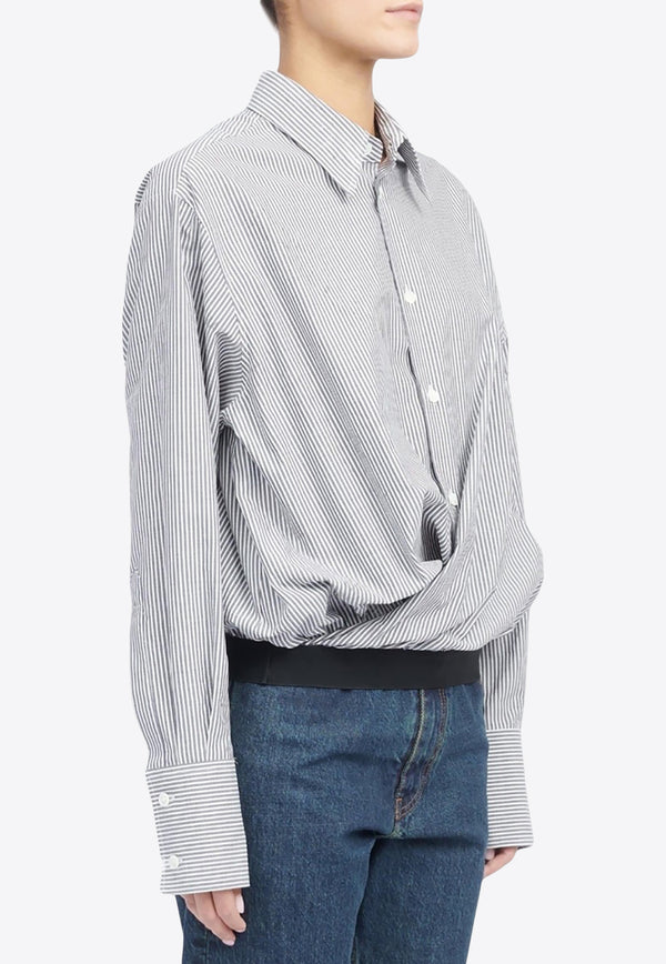 MM6 Maison Margiela Gathered Hem Striped Shirt GRKW_MSGHS_MAISON