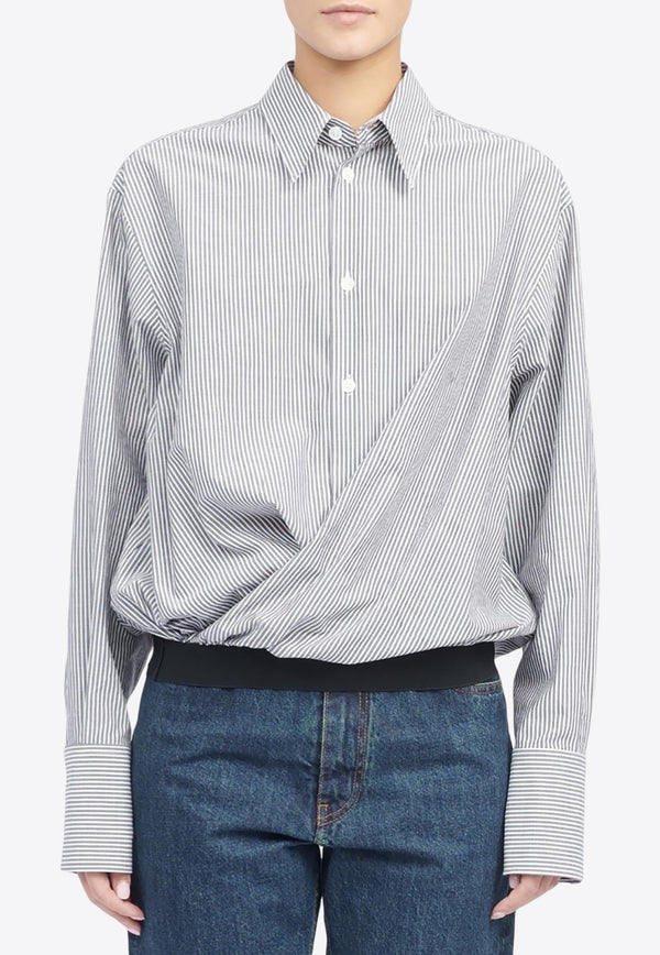 MM6 Maison Margiela Gathered Hem Striped Shirt GRKW_MSGHS_MAISON