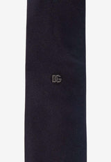 Dolce 
Gabbana DG Logo Embroidered Silk Tie Blue GT147E G0UBW B3681