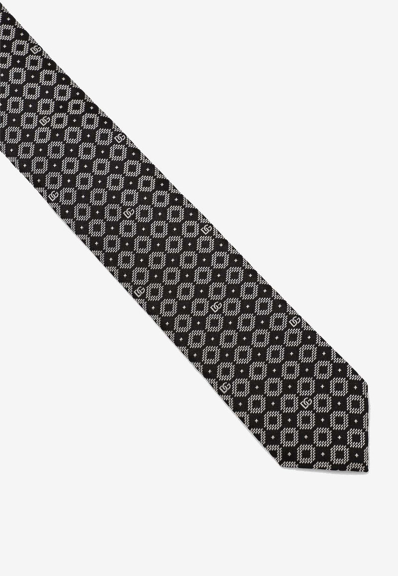 Dolce 
Gabbana DG Logo Jacquard Silk Tie Black GT149E G0JRA N0004