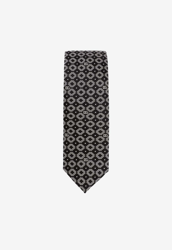 Dolce 
Gabbana DG Logo Jacquard Silk Tie Black GT149E G0JRA N0004