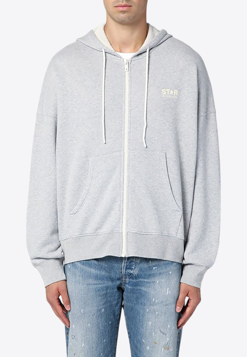 Golden Goose DB Michael Logo Print Zip-Up Sweatshirt Gray GUP01892P001652/P_GOLDE-60513