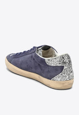 Golden Goose DB Super-Star Suede Sneakers with Glittered Heel Blue GWF00595F004783/N_GOLDE-50788