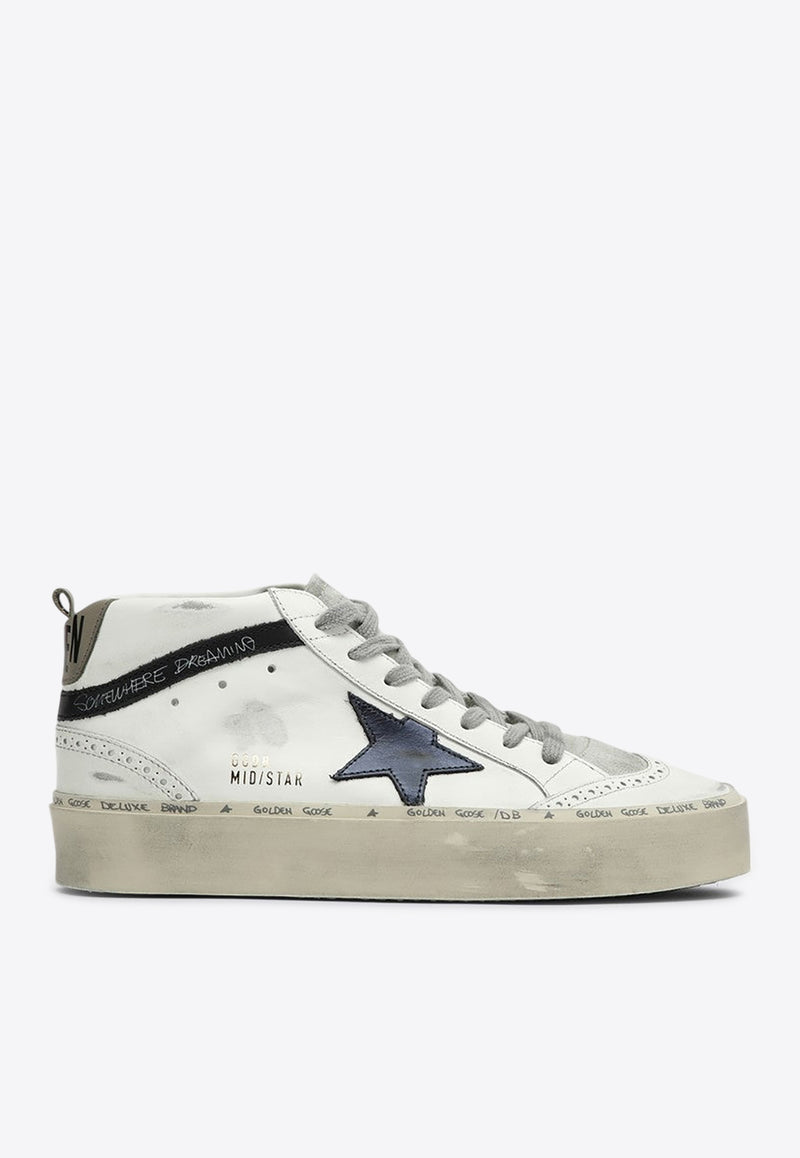 Golden Goose DB Mid Star Distressed Leather Sneakers White GWF00699F006206/P_GOLDE-11936