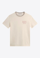 Golden Goose DB Journey Embroidered Crewneck T-shirt Ivory GWP01220.P001628.11946IVORY