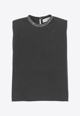 Golden Goose DB Padded-Shoulders Beaded T-shirt Gray GWP01789.P001630.60318GREY