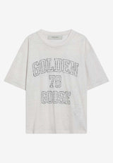 Golden Goose DB Logo Print Linen T-shirt White GWP01874P001891/Q_GOLDE-11421