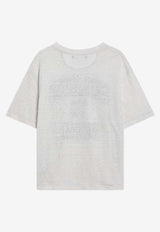 Golden Goose DB Logo Print Linen T-shirt White GWP01874P001891/Q_GOLDE-11421