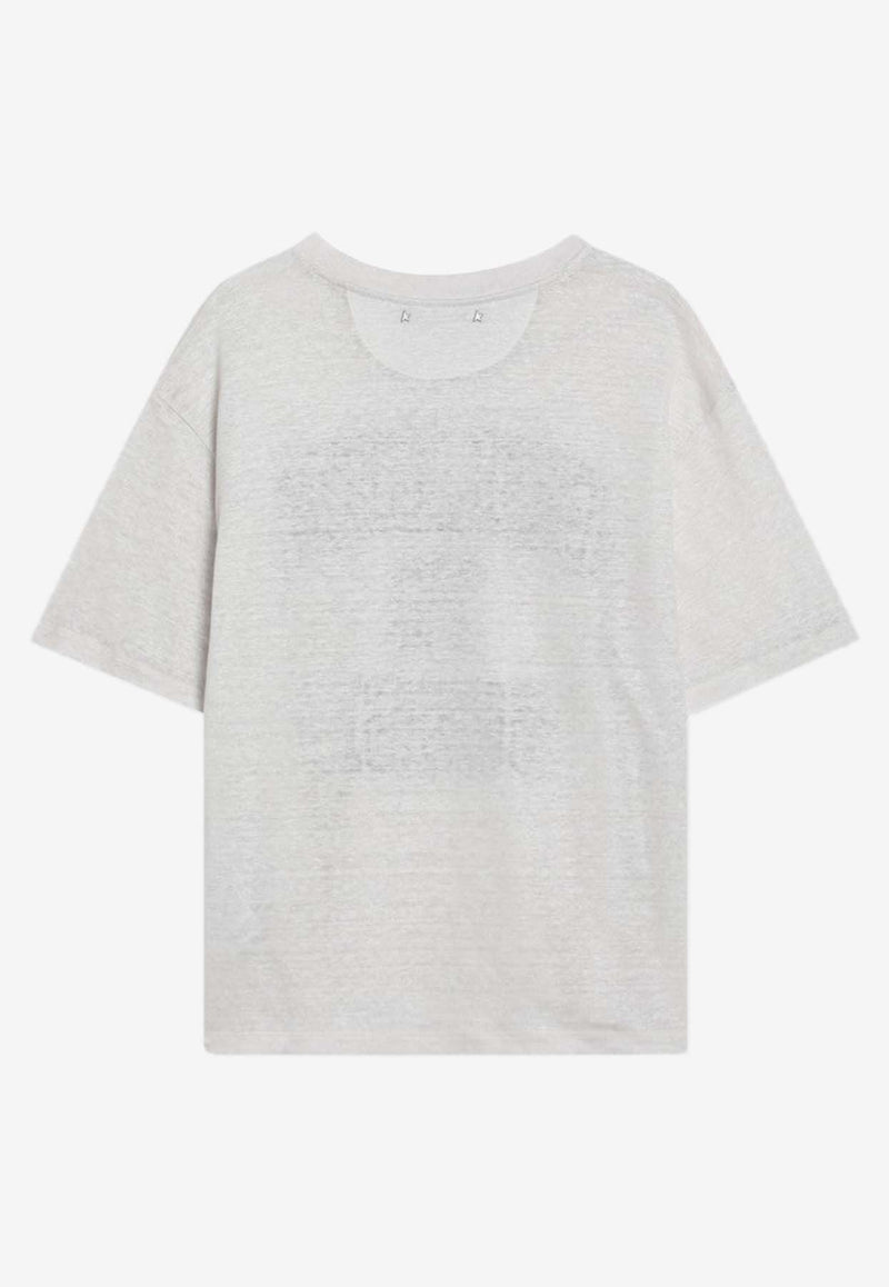 Golden Goose DB Logo Print Linen T-shirt White GWP01874P001891/Q_GOLDE-11421