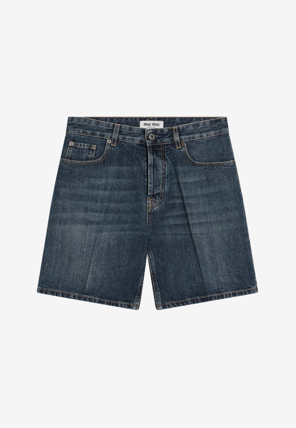 Miu Miu Washed Denim Shorts Blue GWP556OOO1568/Q_MIU-F0008