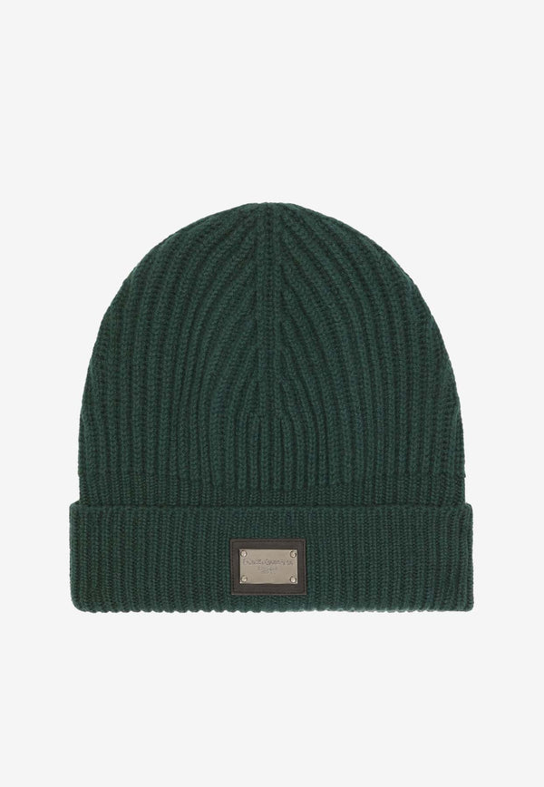 Dolce 
Gabbana Logo Plaque Ribbed Beanie Green GXK63T JEMQ5 V0340