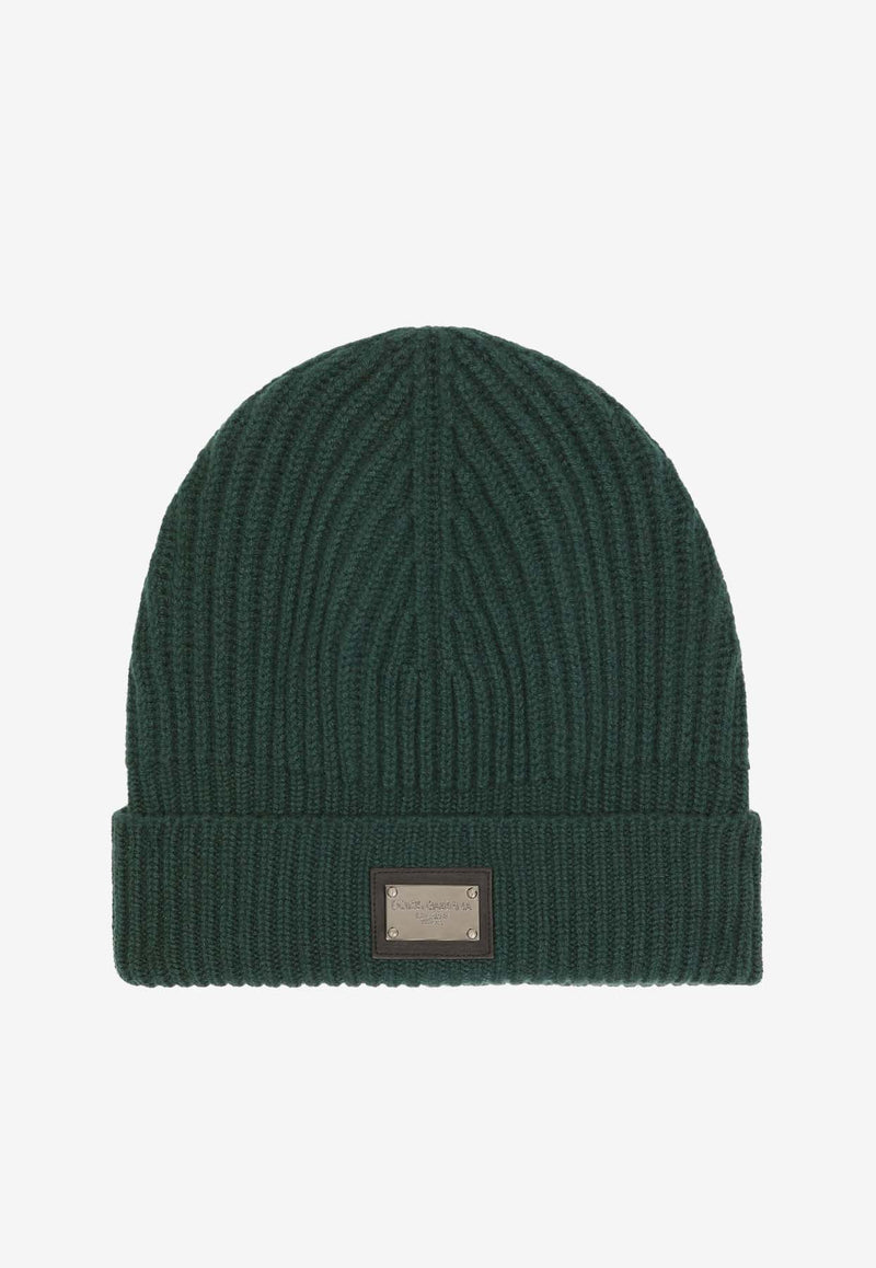 Dolce 
Gabbana Logo Plaque Ribbed Beanie Green GXK63T JEMQ5 V0340