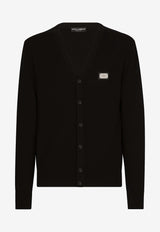 Dolce 
Gabbana Logo Plaque Wool-Blend Cardigan Black GXO37T JEMQ4 N0000