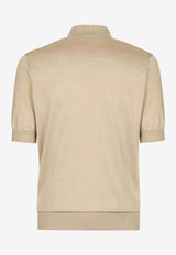 Dolce 
Gabbana Short-Sleeved Silk Polo T-shirt Beige GXQ06T JBSD6 M0464