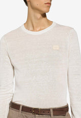 Dolce 
Gabbana Logo Long-Sleeved Knit T-shirt GXX02T JALAN W0001 White