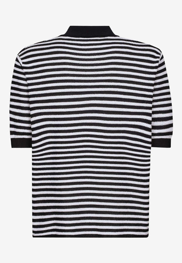 Dolce 
Gabbana V-neck Stripe Polo T-shirt Monochrome GXZ09Z JFMY3 B0789