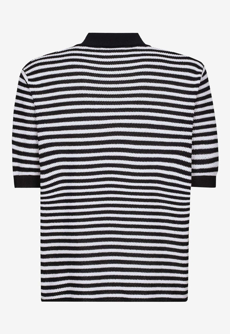 Dolce 
Gabbana V-neck Stripe Polo T-shirt Monochrome GXZ09Z JFMY3 B0789