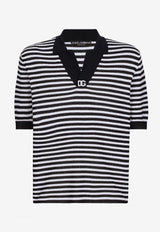 Dolce 
Gabbana V-neck Stripe Polo T-shirt Monochrome GXZ09Z JFMY3 B0789