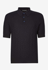 Dolce 
Gabbana Silk Jacquard Polo T-shirt Navy GXZ15T JASU4 B1622