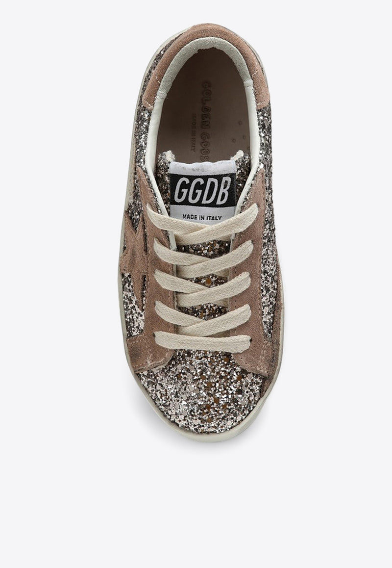 Golden Goose DB Kids Girls Super-Star Suede and Glitter Sneakers Metallic GYF00101F006062/P_GOLDE-55603