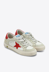 Golden Goose DB Kids Girls May Leather and Suede Sneakers White GYF00495F006087/P_GOLDE-10218