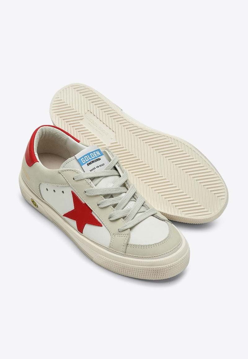 Golden Goose DB Kids Girls May Leather and Suede Sneakers White GYF00495F006087/P_GOLDE-10218