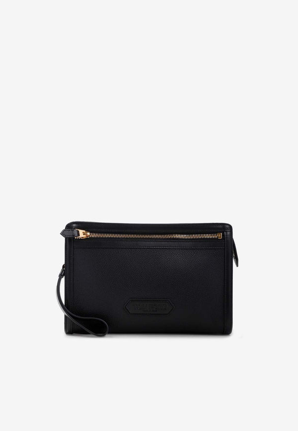 Tom Ford Logo Leather Zipped Pouch H0561-LCL213G 1N001 Black